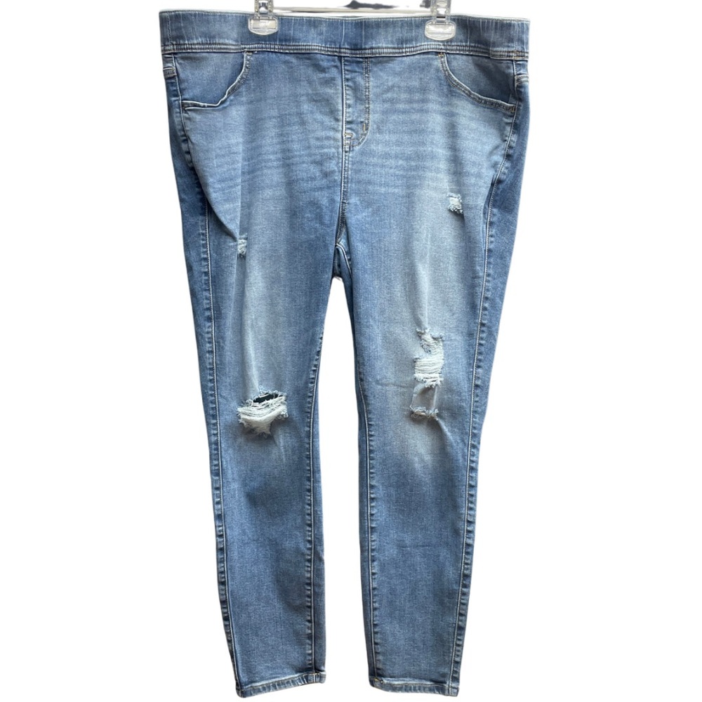 Torrid Elastic Waistband Distressed Skinny Jeans Sz 3R (22)